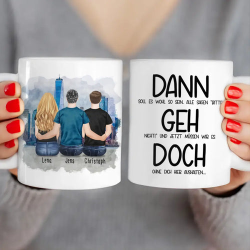 Personalisierte Tasse Kollegen (1 Frau + 2 Männer) - Abschiedsgeschenk