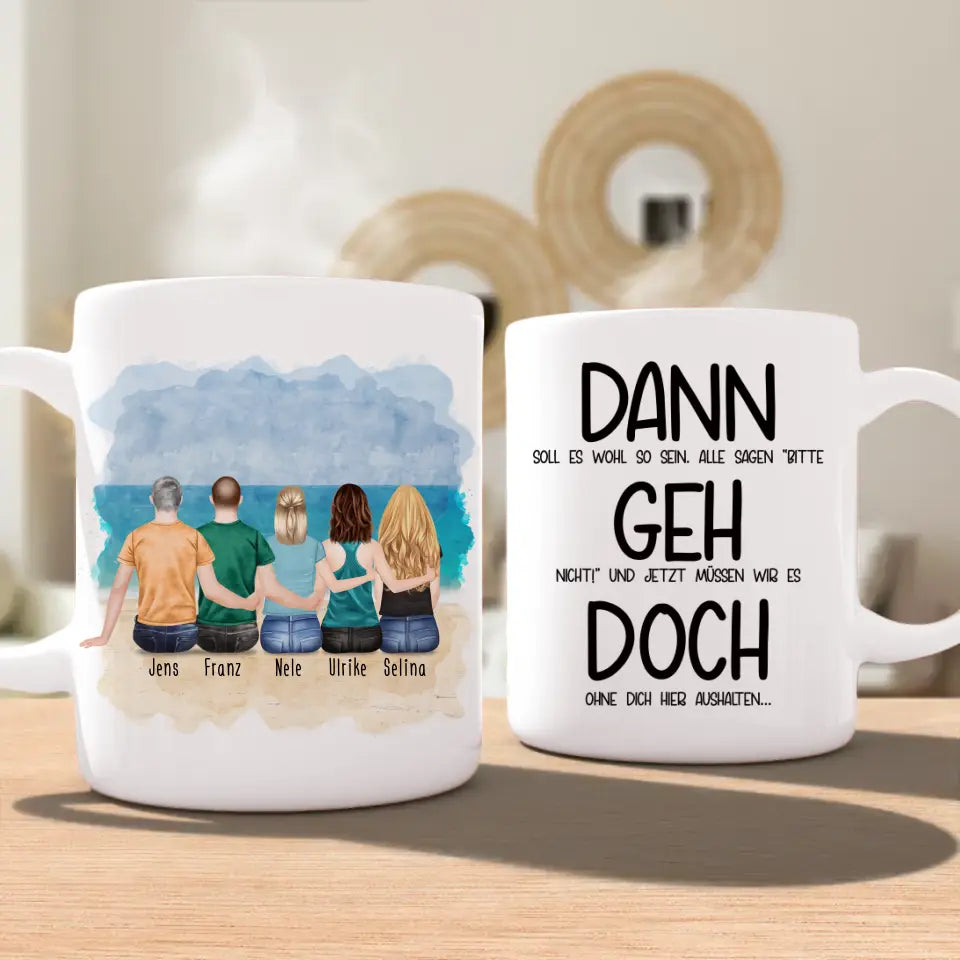 Personalisierte Tasse Kollegen (3 Frauen + 2 Männer) - Abschiedsgeschenk