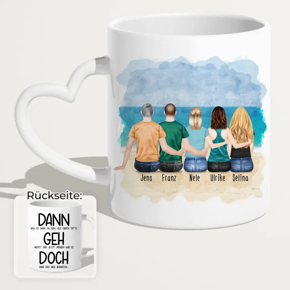 Personalisierte Tasse Kollegen (3 Frauen + 2 Männer) - Abschiedsgeschenk