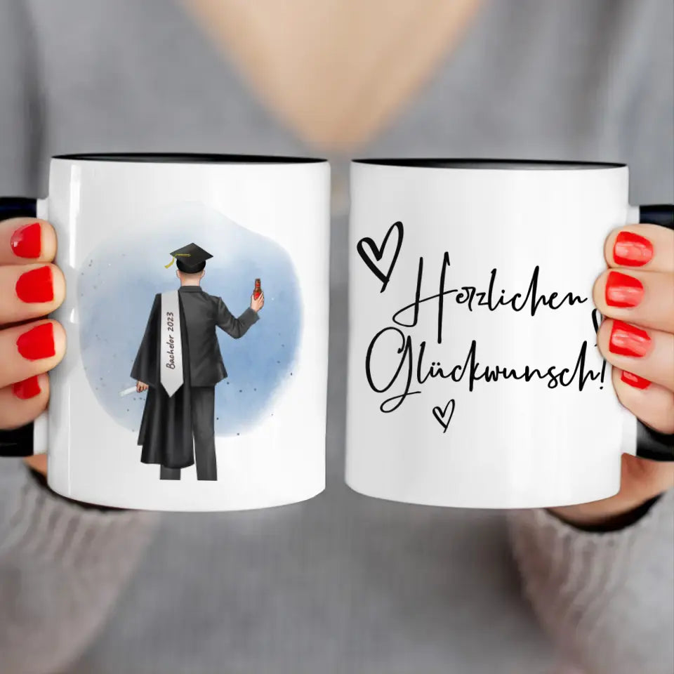 Personalisierte Tasse - Bachelor/Master/Abi/Schulabschluss Geschenk (1 Mann)