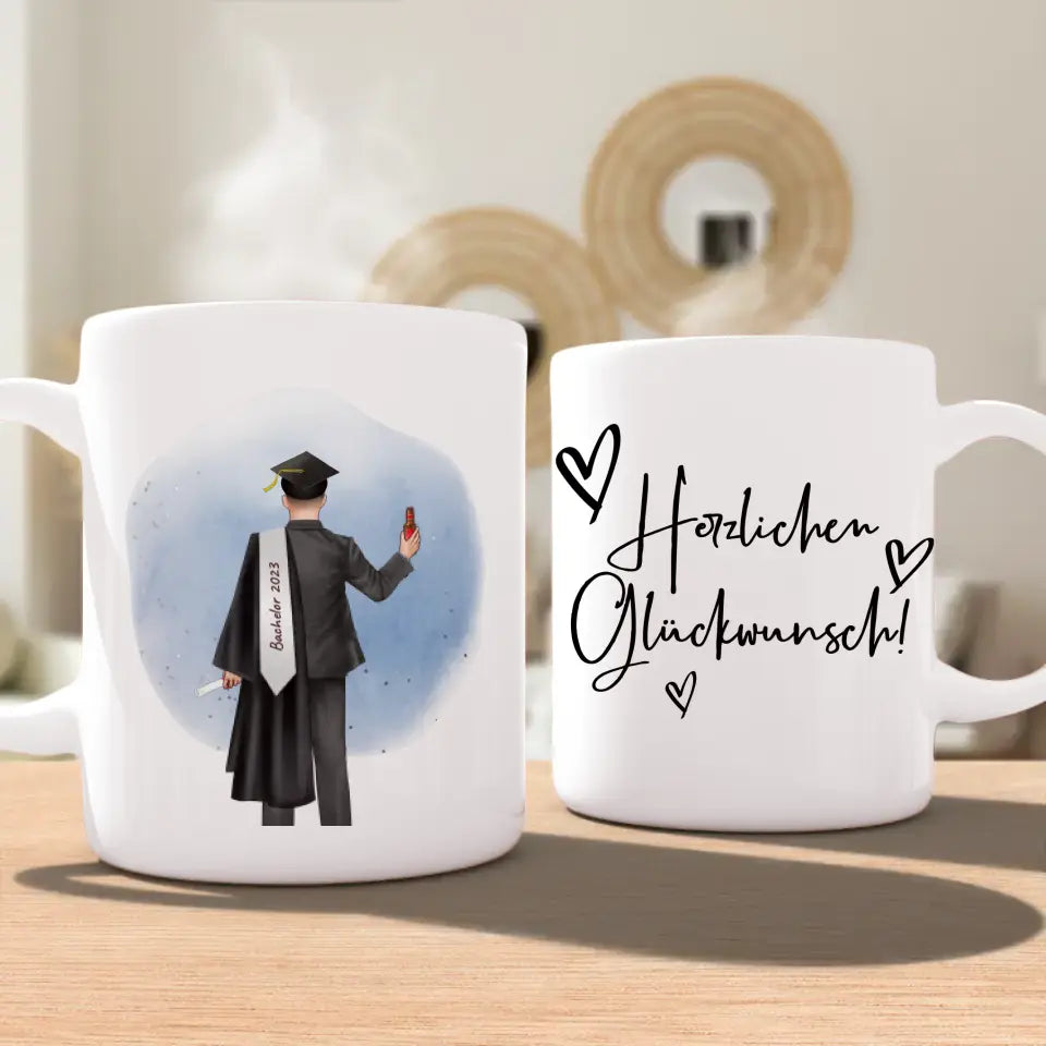 Personalisierte Tasse - Bachelor/Master/Abi/Schulabschluss Geschenk (1 Mann)