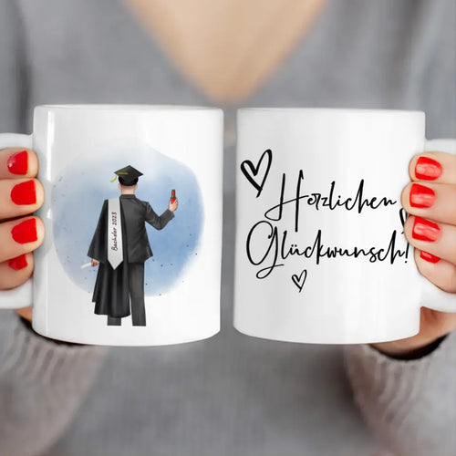 Personalisierte Tasse - Bachelor/Master/Abi/Schulabschluss Geschenk (1 Mann)