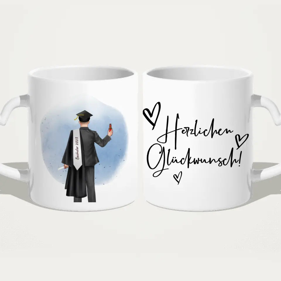 Personalisierte Tasse - Bachelor/Master/Abi/Schulabschluss Geschenk (1 Mann)