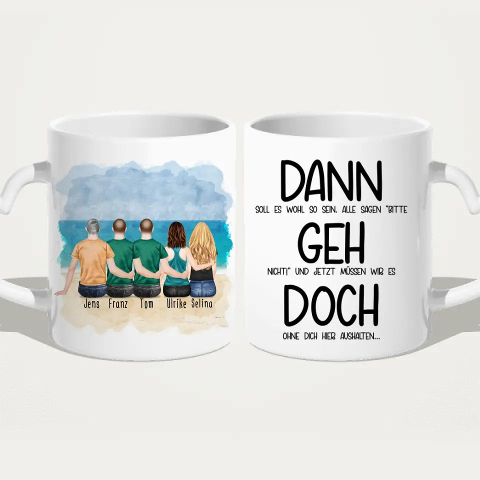 Personalisierte Tasse Kollegen (2 Frauen + 3 Männer) - Abschiedsgeschenk