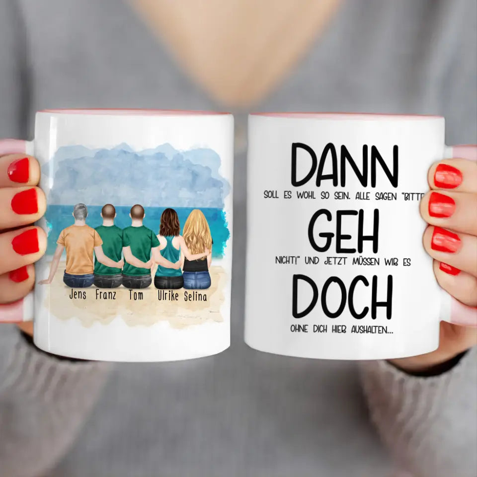 Personalisierte Tasse Kollegen (2 Frauen + 3 Männer) - Abschiedsgeschenk