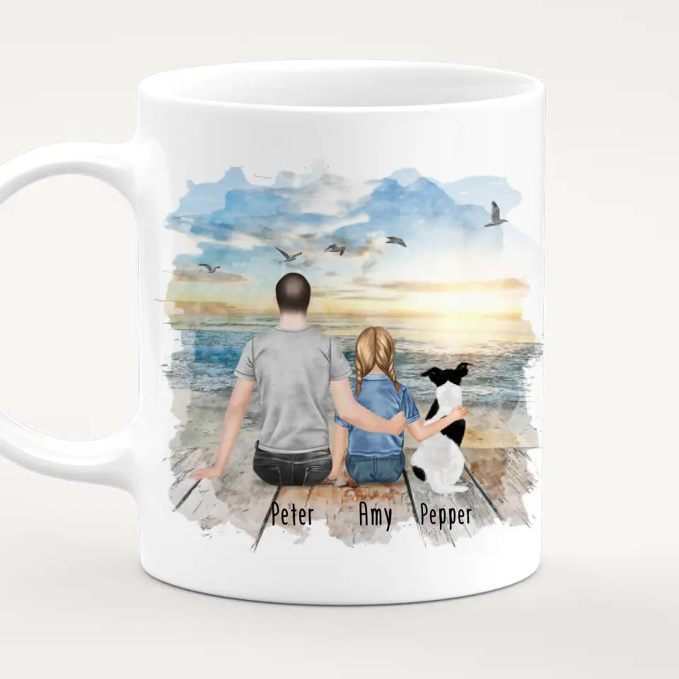 Personalisierte Tasse - 1 Mann + 1 Kind + 1 Hund