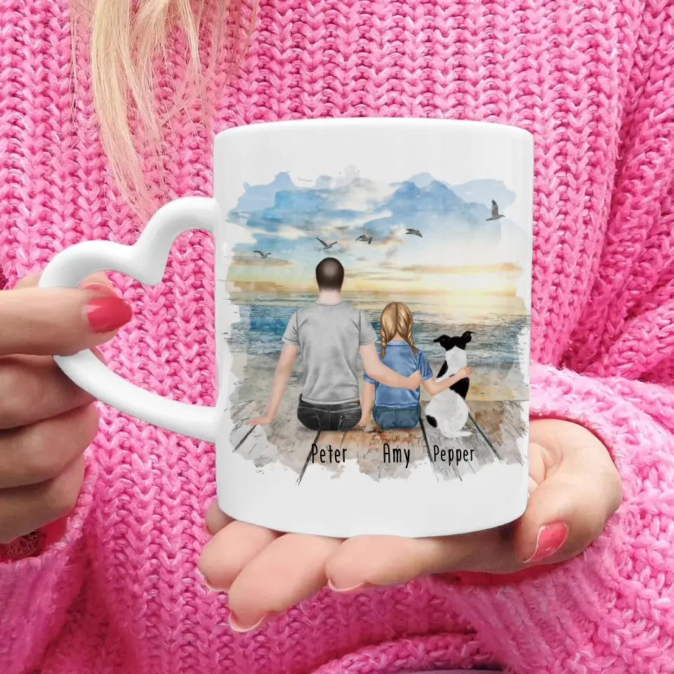 Personalisierte Tasse - 1 Mann + 1 Kind + 1 Hund