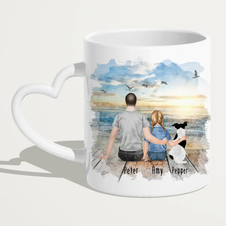 Personalisierte Tasse - 1 Mann + 1 Kind + 1 Hund