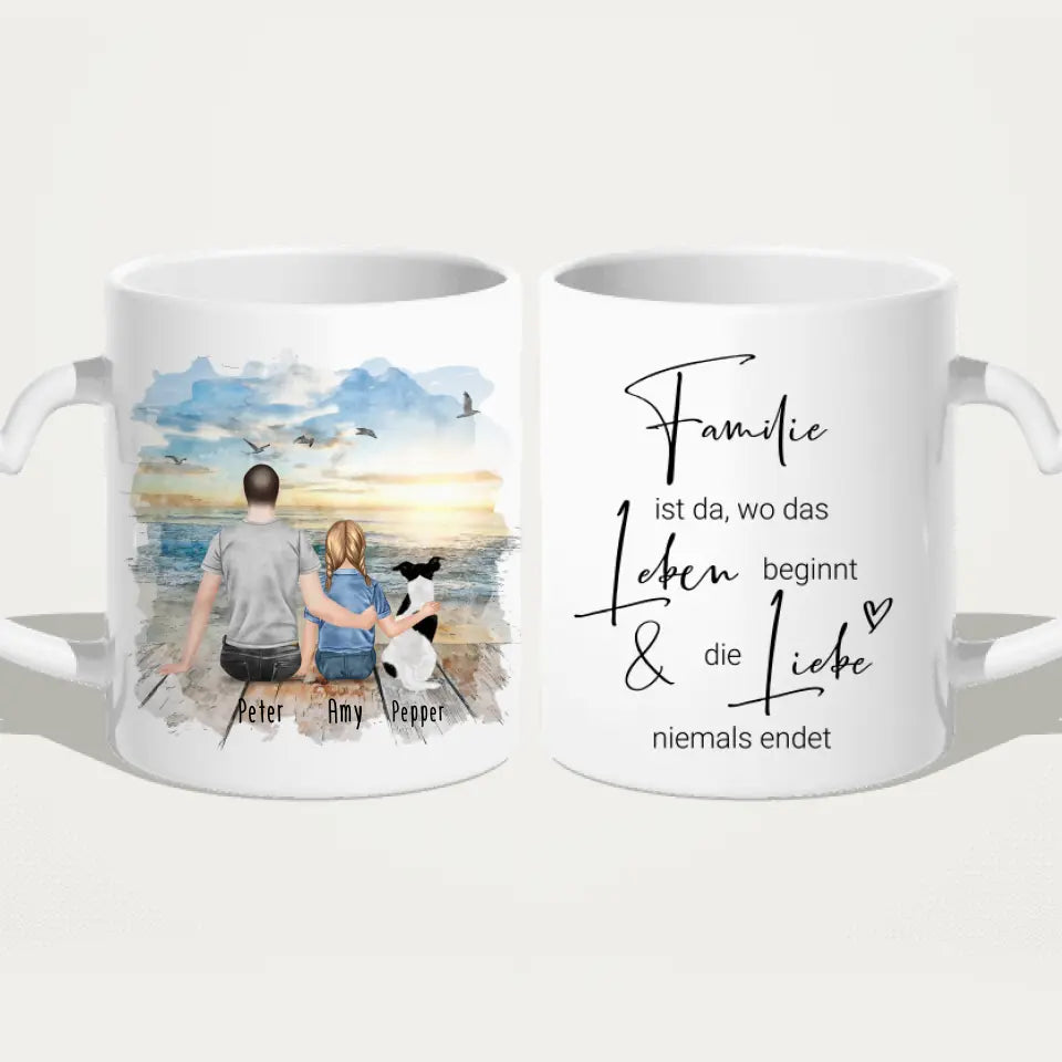 Personalisierte Tasse - 1 Mann + 1 Kind + 1 Hund