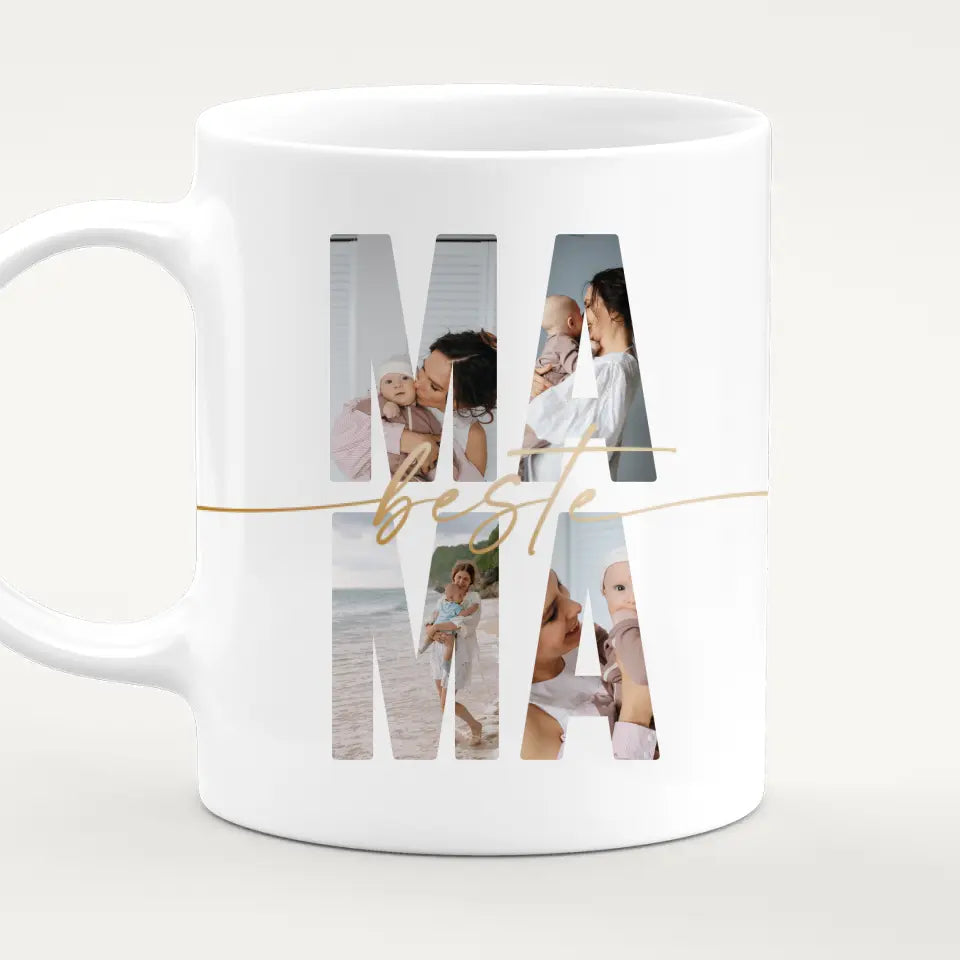 Personalisierte Tasse mit Mama Schriftzug und deinen Bildern