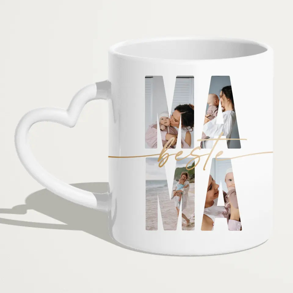 Personalisierte Tasse mit Mama Schriftzug und deinen Bildern