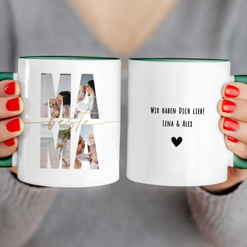 Personalisierte Tasse mit Mama Schriftzug und deinen Bildern