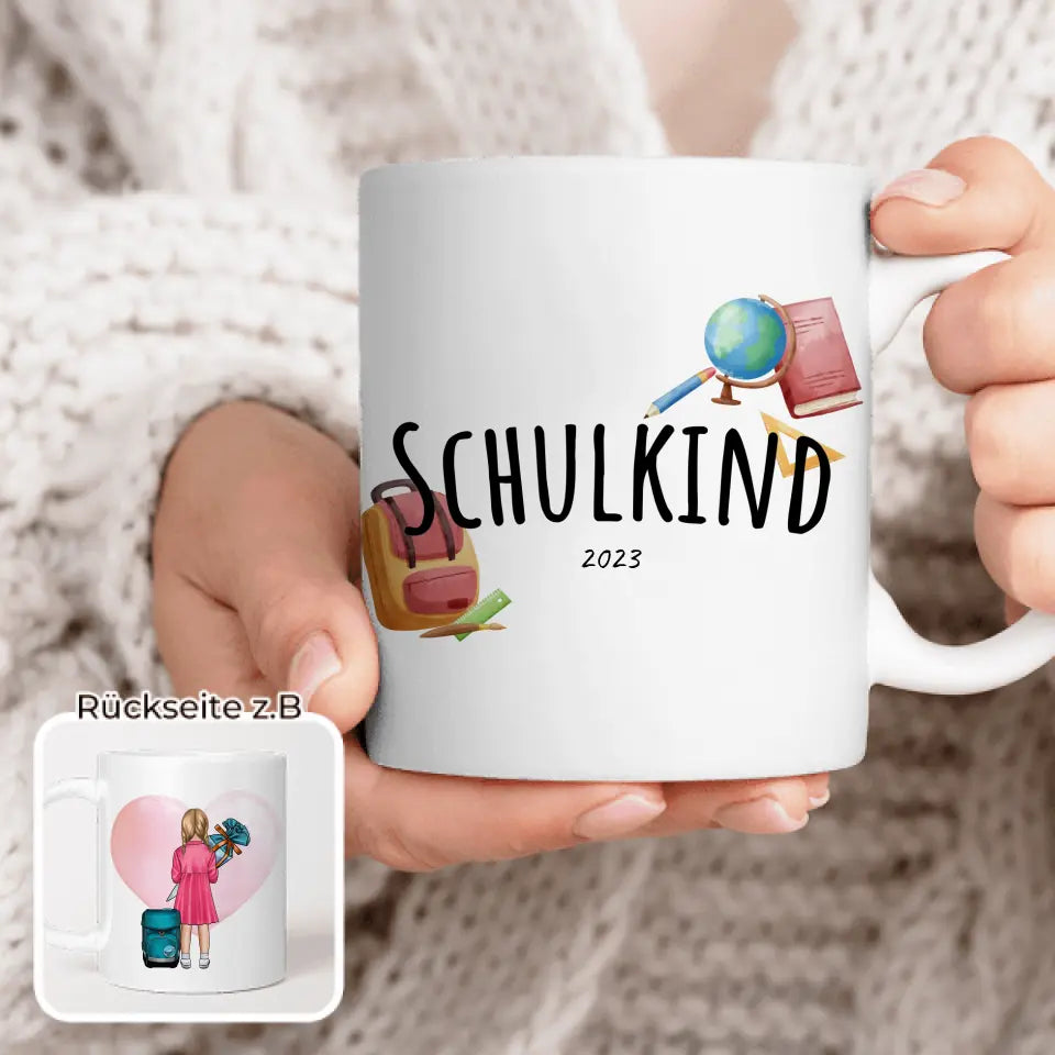 Personalisierte Tasse - Geschenk zur Einschulung (1 Mädchen)