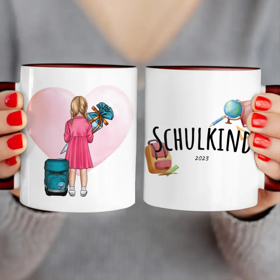 Personalisierte Tasse - Geschenk zur Einschulung (1 Mädchen)