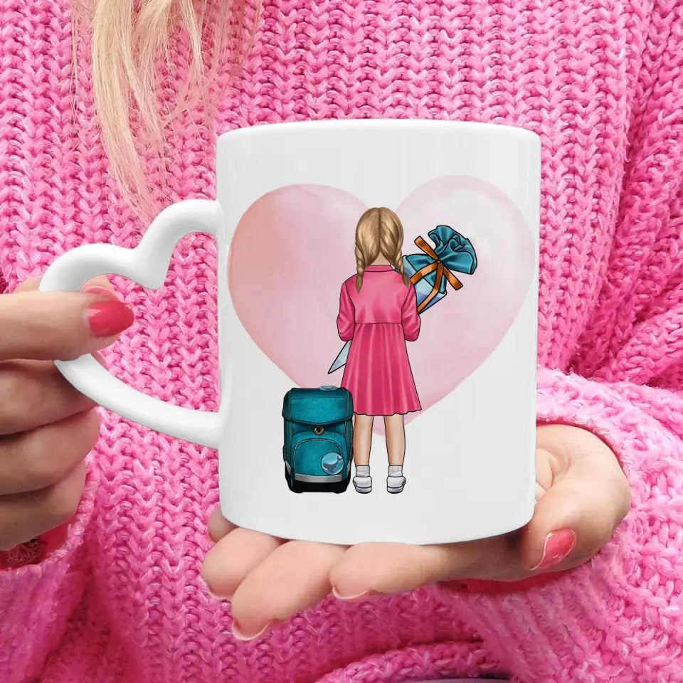 Personalisierte Tasse - Geschenk zur Einschulung (1 Mädchen)