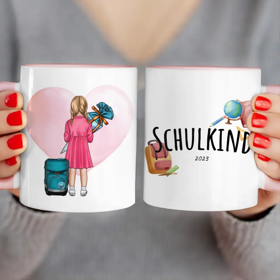 Personalisierte Tasse - Geschenk zur Einschulung (1 Mädchen)