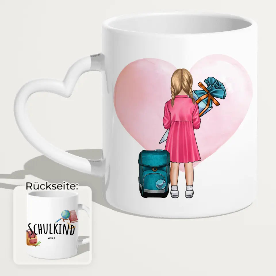 Personalisierte Tasse - Geschenk zur Einschulung (1 Mädchen)