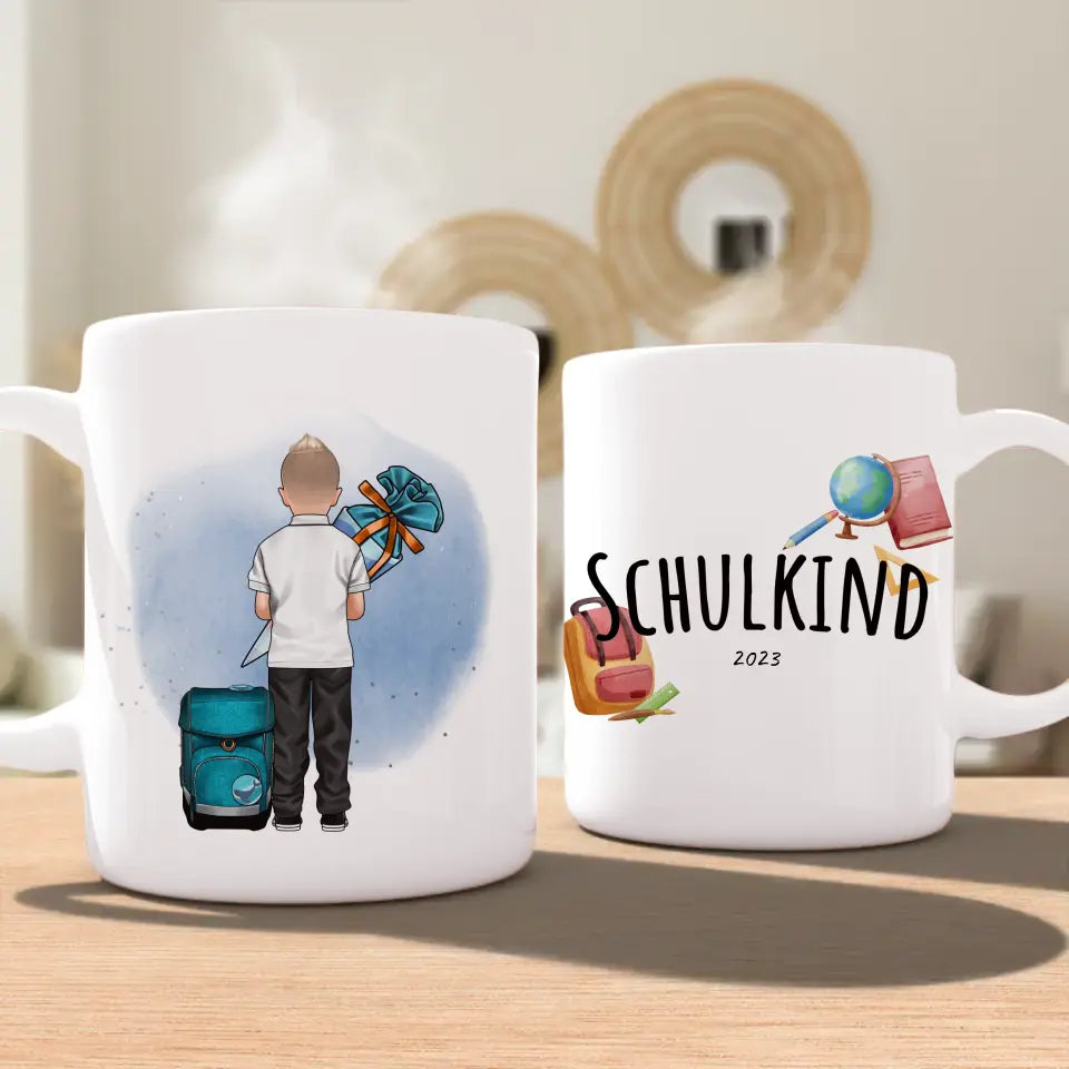 Personalisierte Tasse - Geschenk zur Einschulung (1 Junge)