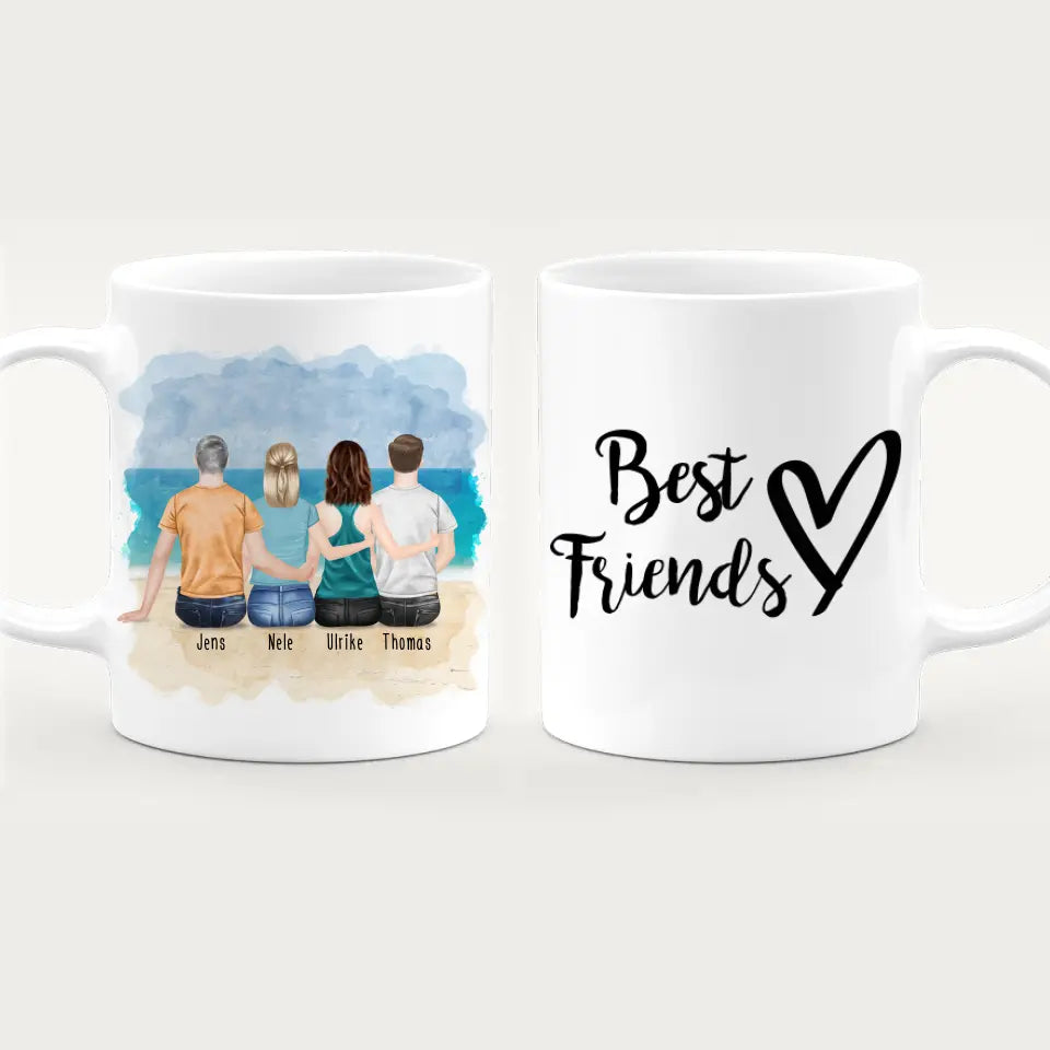 Personalisierte Tasse - Beste Freunde (2 Frauen + 2 Männer)