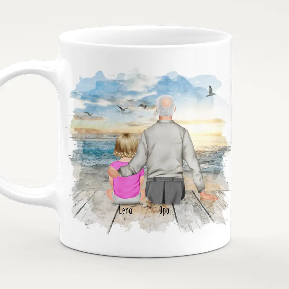 Personalisierte Tasse für Opa (1 Baby + 1 Opa)