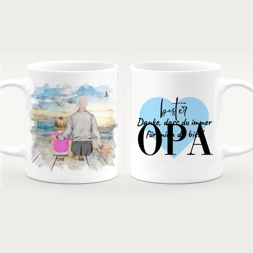 Personalisierte Tasse für Opa (1 Baby + 1 Opa)