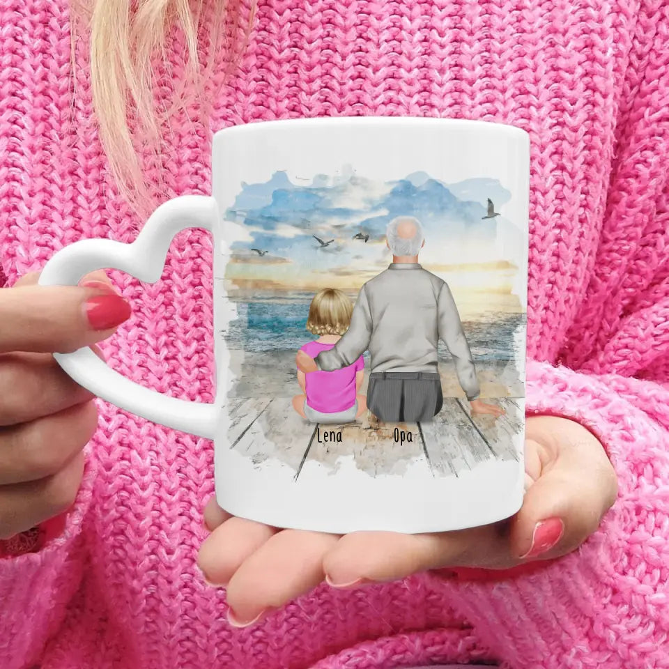 Personalisierte Tasse für Opa (1 Baby + 1 Opa)