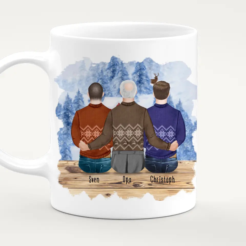 Personalisierte Tasse für Opa (2 Männer + 1 Opa) - Weihnachtstasse