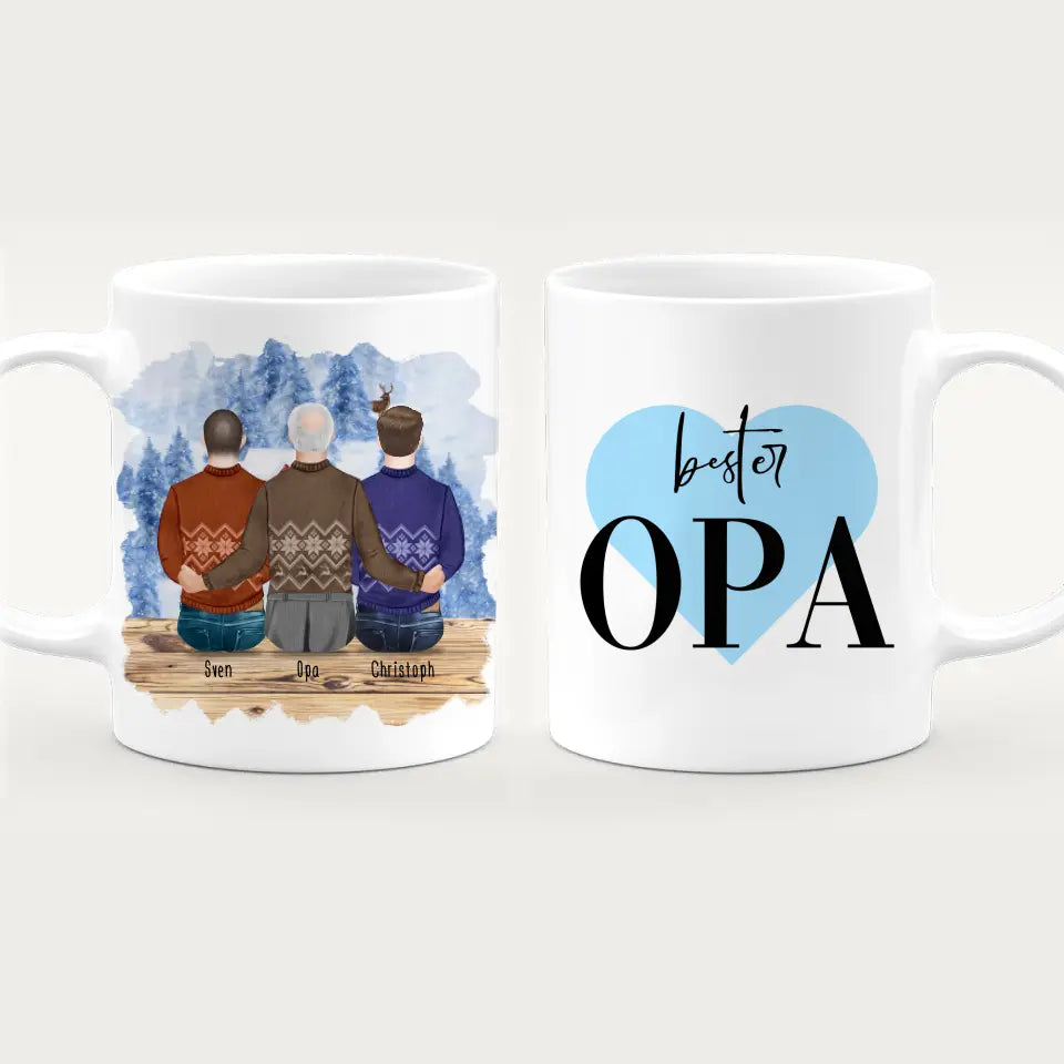 Personalisierte Tasse für Opa (2 Männer + 1 Opa) - Weihnachtstasse