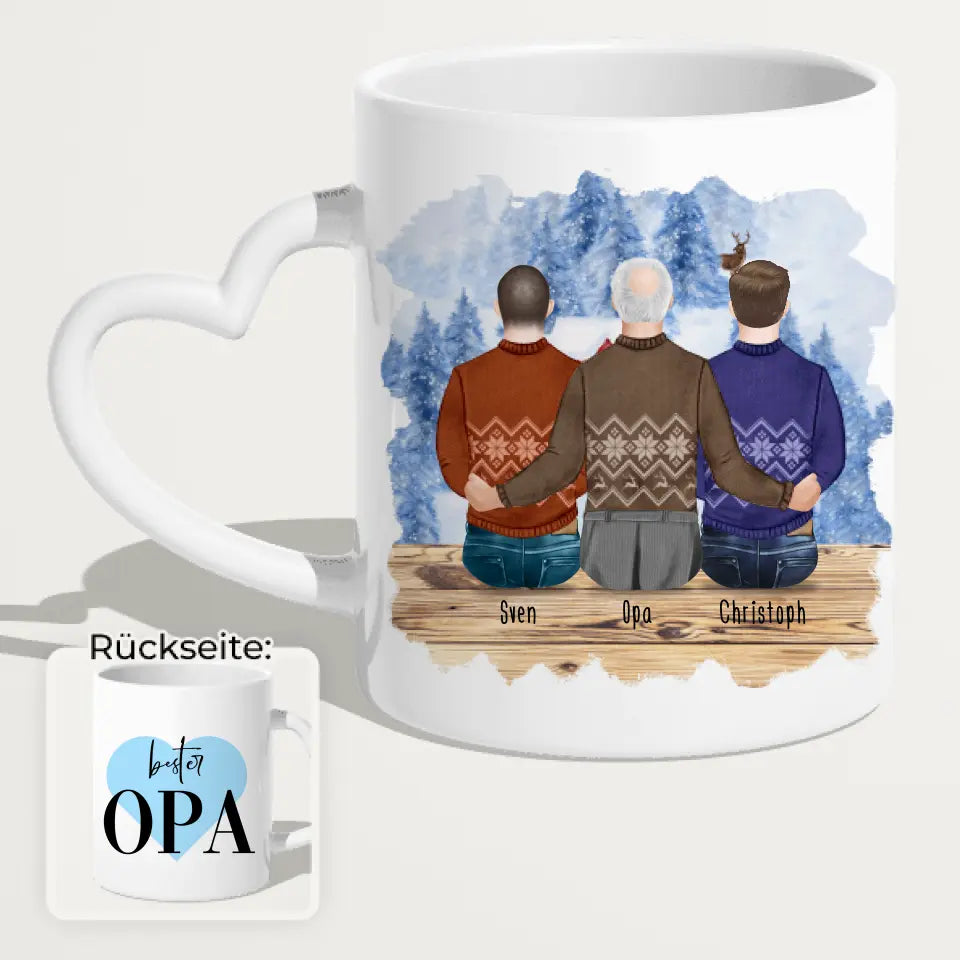 Personalisierte Tasse für Opa (2 Männer + 1 Opa) - Weihnachtstasse