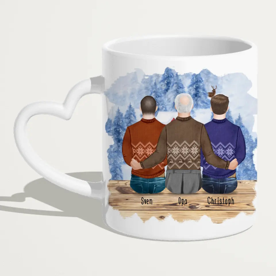 Personalisierte Tasse für Opa (2 Männer + 1 Opa) - Weihnachtstasse