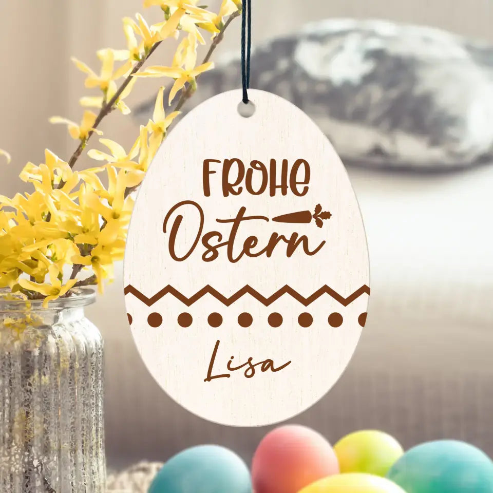 Personalisierter Osteranhänger - Frohe Ostern - Ei - Oster-Platzkarte