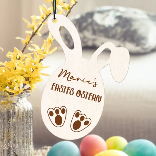 Personalisierter Osteranhänger - Erstes Ostern mit Hasenfüßen - Hase