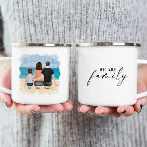 Personalisierte Tasse mit Familie (1 Kind/Baby)