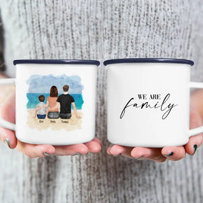 Personalisierte Tasse mit Familie (1 Kind/Baby)