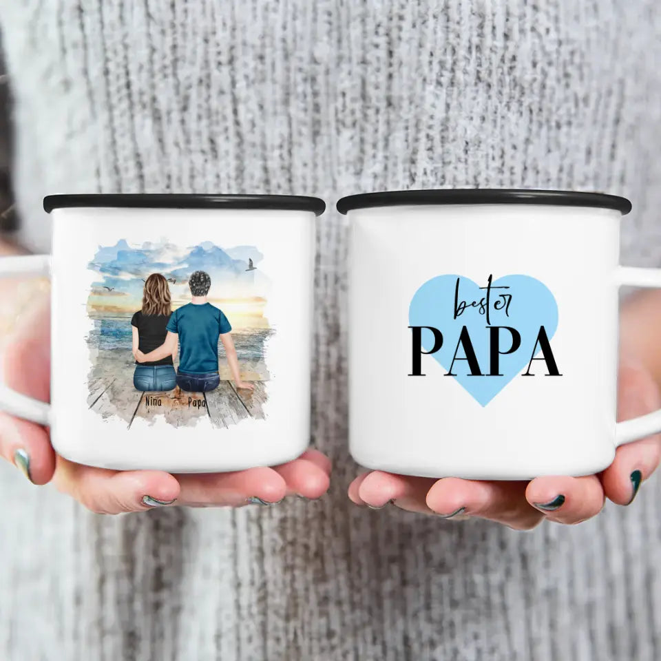 Personalisierte Tasse mit Vater/Tochter (1 Tochter)