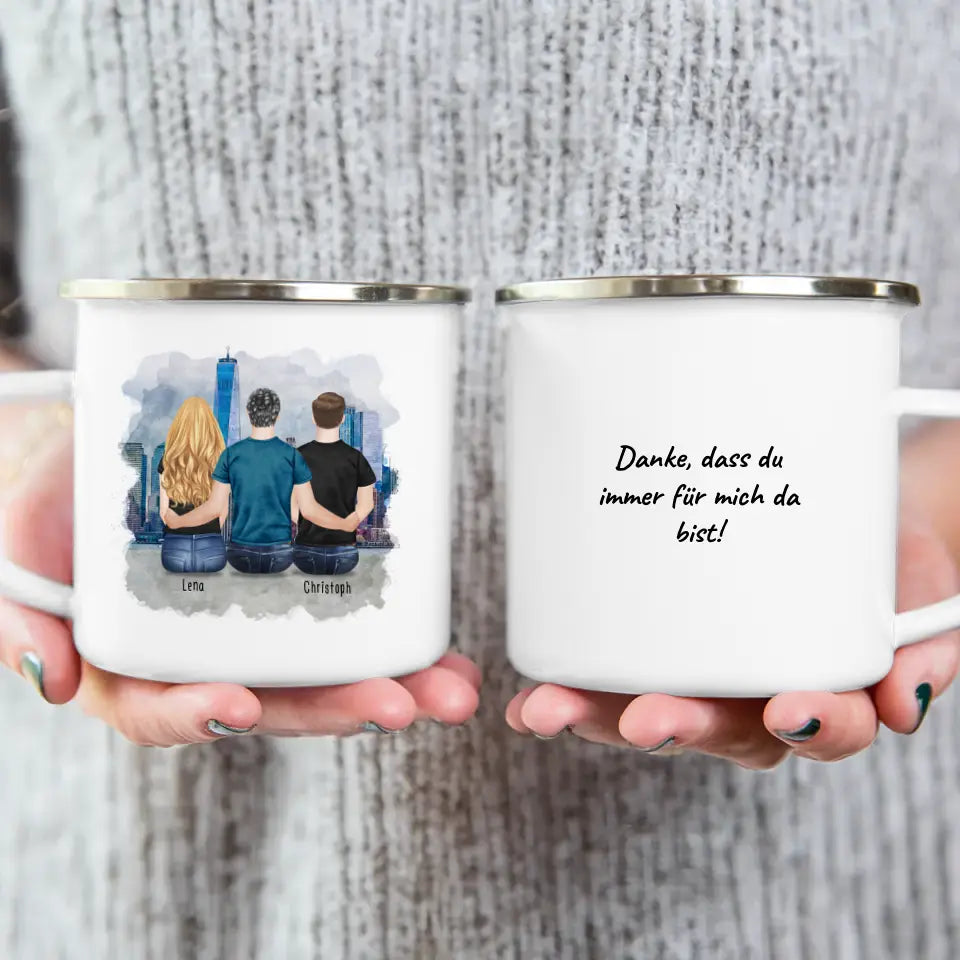 Personalisierte Tasse mit Vater/Tochter/Sohn (1 Tochter + 1 Sohn)