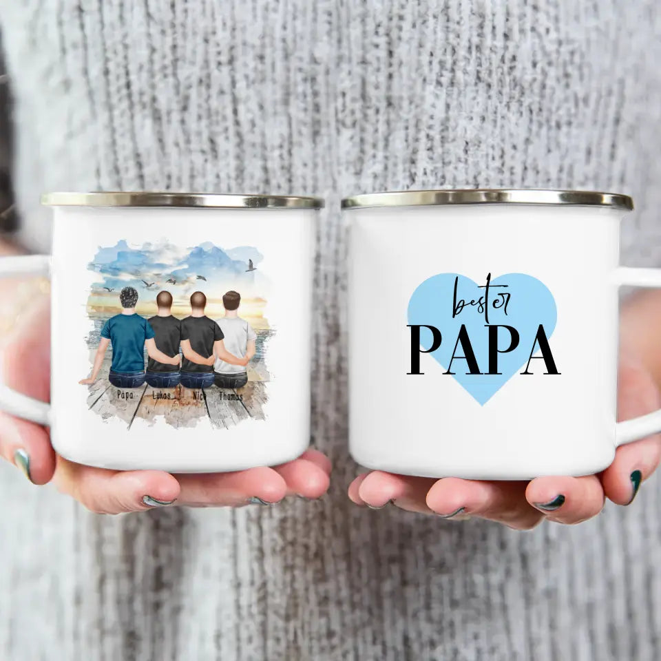 Personalisierte Tasse mit Vater/Sohn (3 Söhne)