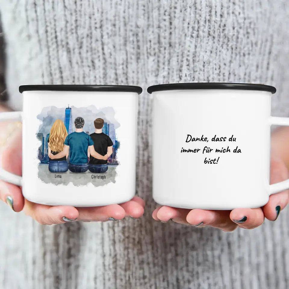 Personalisierte Tasse mit Vater/Tochter/Sohn (1 Tochter + 1 Sohn)