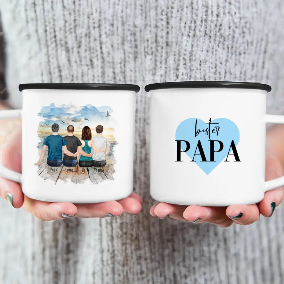 Personalisierte Tasse mit Vater/Tochter/Sohn (1 Tochter + 2 Söhne)