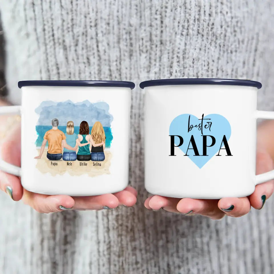 Personalisierte Tasse mit Vater/Tochter (3 Töchter)