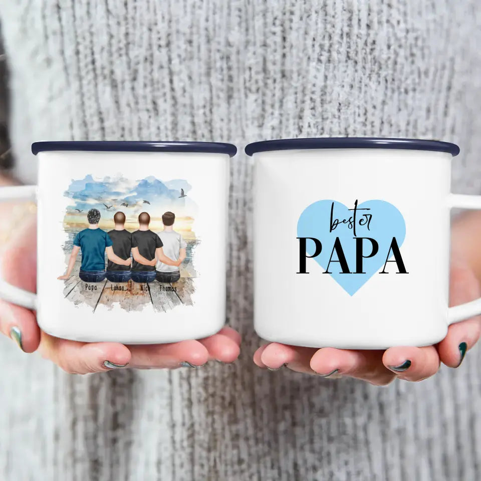 Personalisierte Tasse mit Vater/Sohn (3 Söhne)