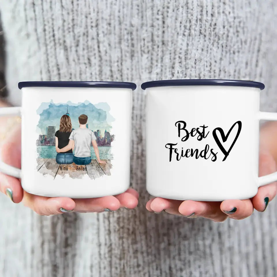 Personalisierte Tasse - Beste Freunde (1 Frau + 1 Mann)