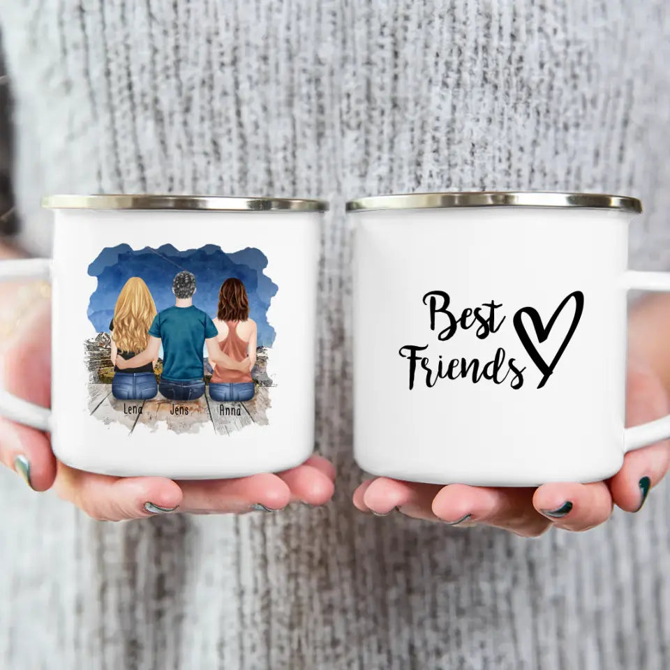 Personalisierte Tasse - Beste Freunde (2 Frauen + 1 Mann)