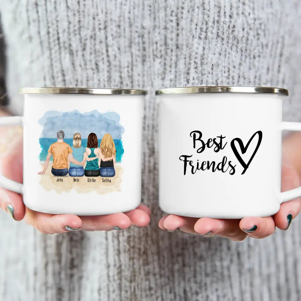 Personalisierte Tasse - Beste Freunde (3 Frauen + 1 Mann)