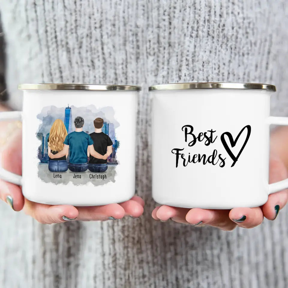 Personalisierte Tasse - Beste Freunde (1 Frau + 2 Männer)