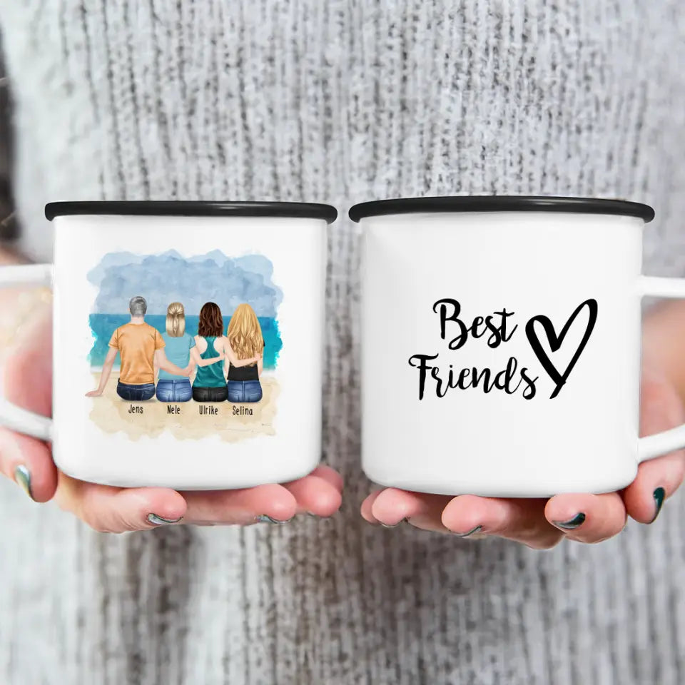 Personalisierte Tasse - Beste Freunde (3 Frauen + 1 Mann)