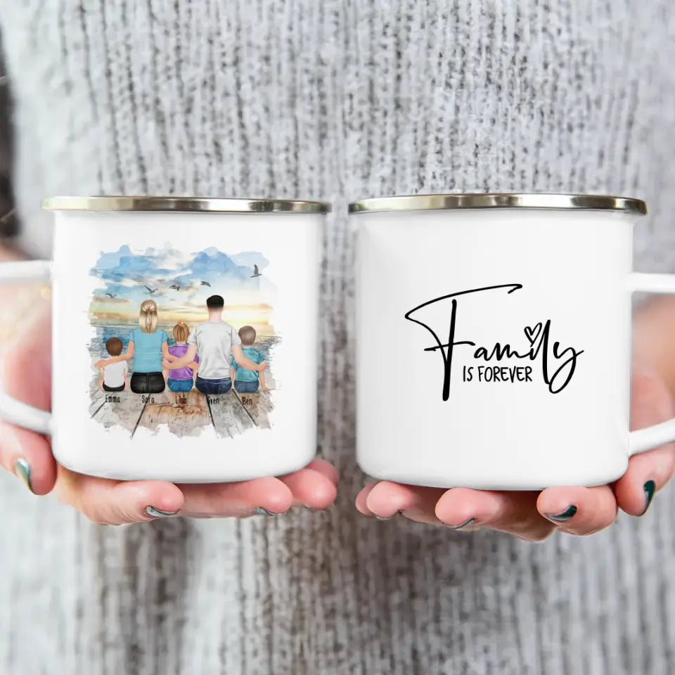 Personalisierte Tasse mit Familie (3 Kinder/Babys)