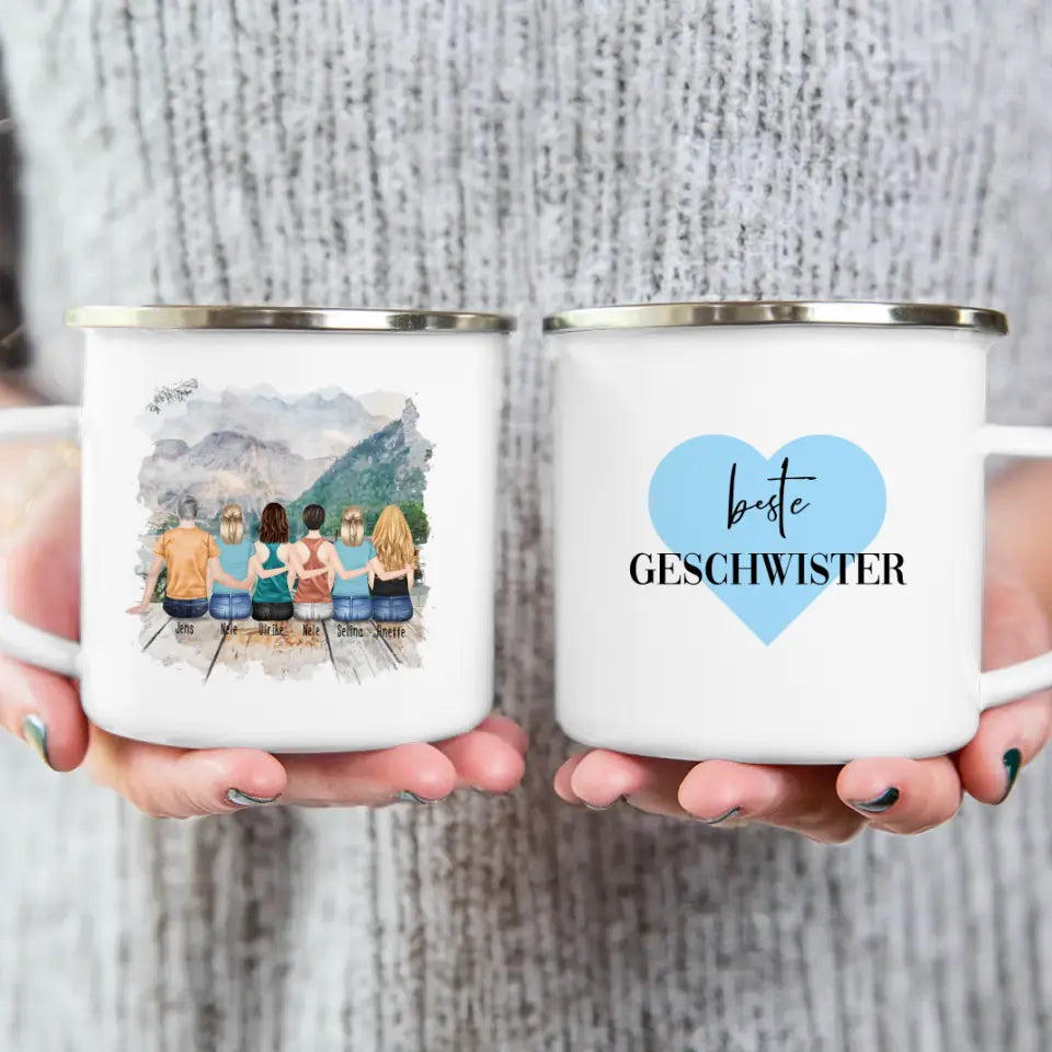 Personalisierte Tasse mit Bruder/Schwester (5 Schwestern + 1 Bruder)