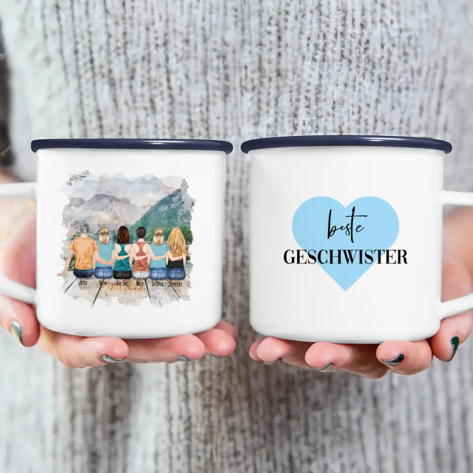 Personalisierte Tasse mit Bruder/Schwester (5 Schwestern + 1 Bruder)