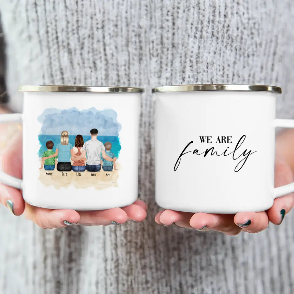 Personalisierte Tasse mit Familie (2 Kinder + 1 Teenanger)